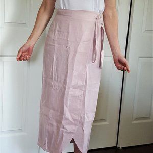 Pale Pink Linen Wrap Skirt